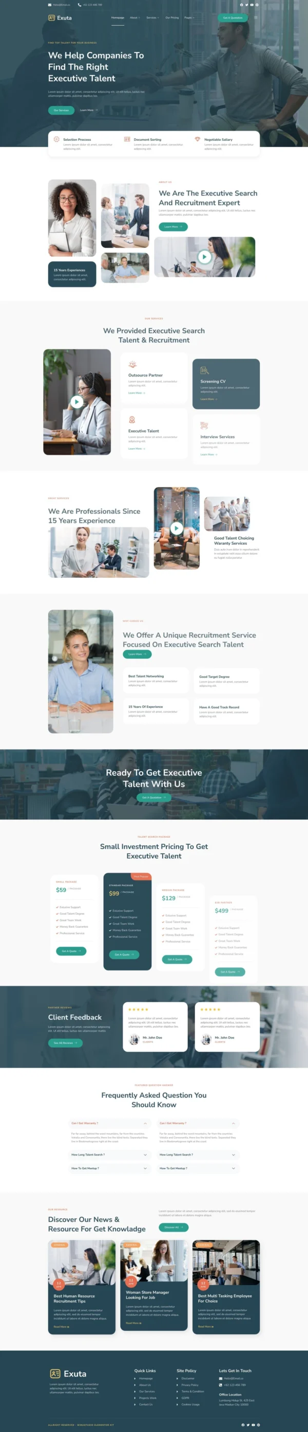 Exuta - Executive Search & Recruitment Service Website Design Package