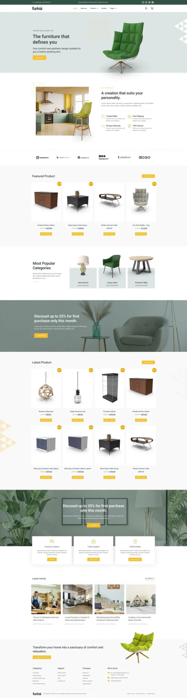 Furina - Furniture Shop  Website Design Package