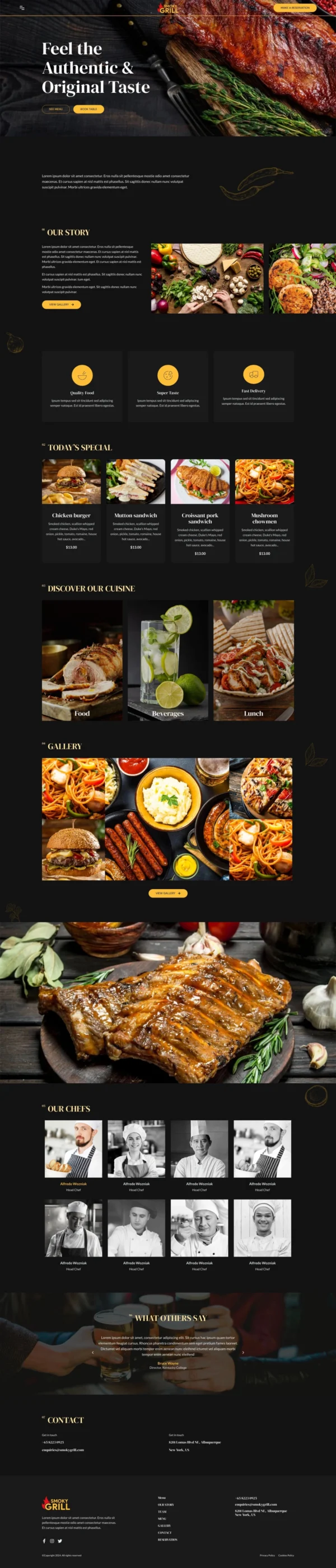 Smoky Grill - Restaurant & Cafe Website Design Package