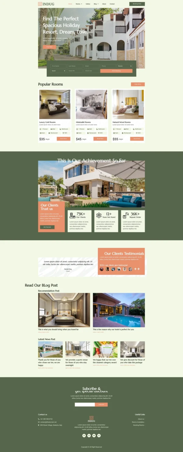 Indug - Hotel & Resort Website Design Package