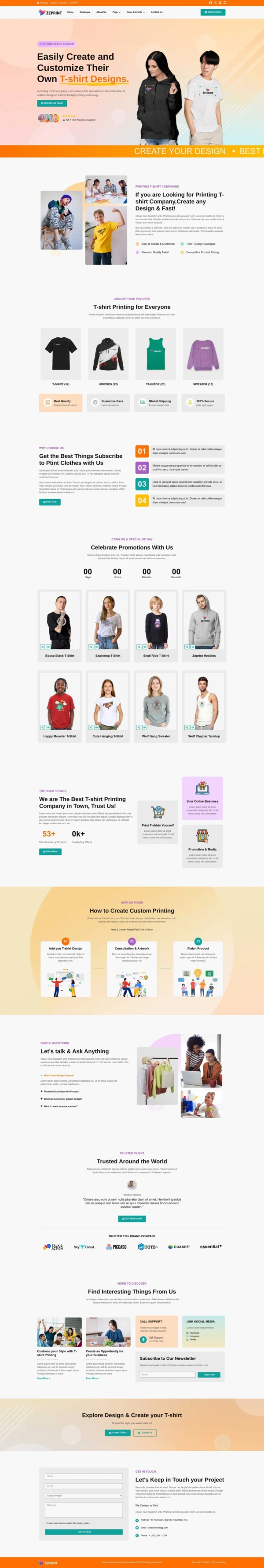 Zeprint - Print T-shirt & Design Website Design Package