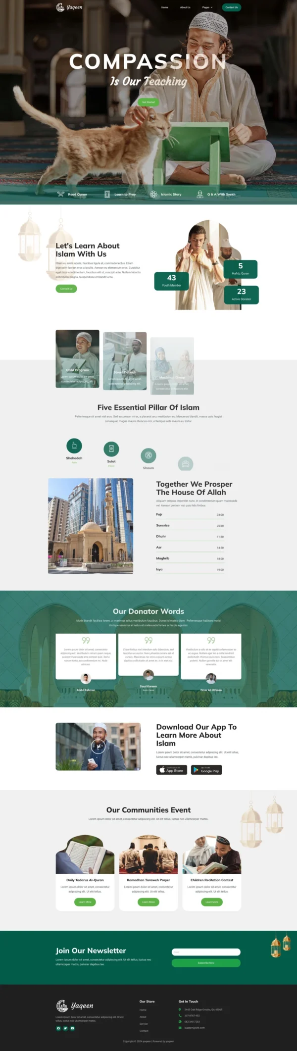 Yaqeen - Islamic Center and Mosque Website Design Package