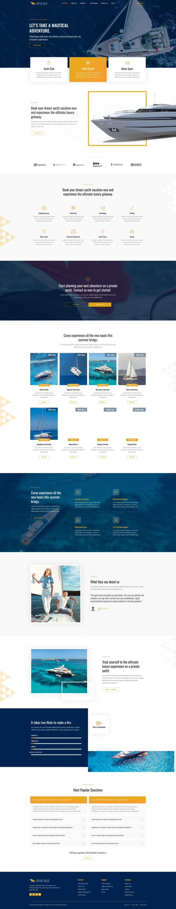 RoyalBlue - Yacht Club & Boat Rental Website Design Package