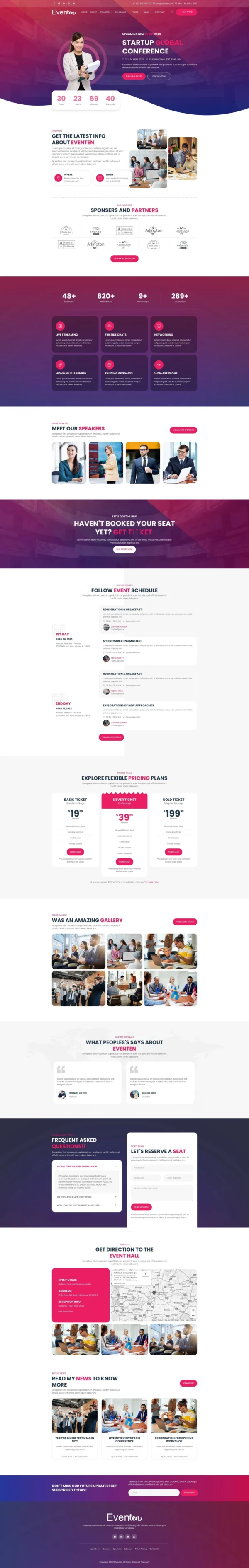 Eventen - Event Conference Website Design Package