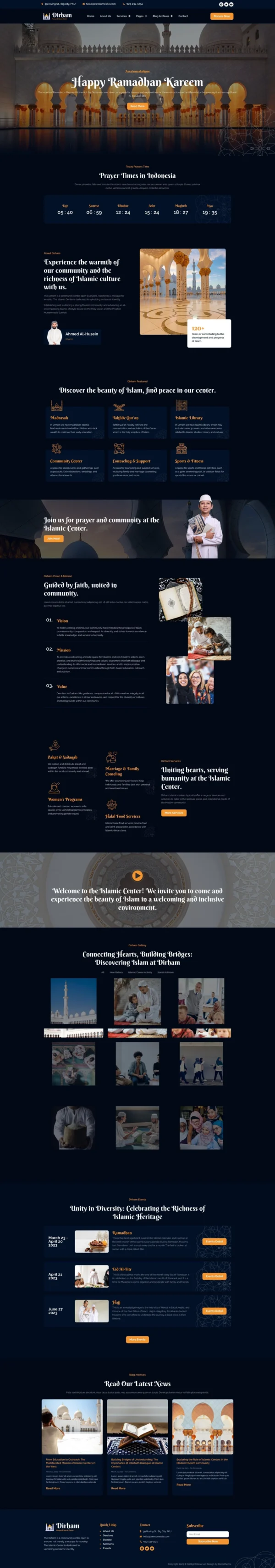 Dirham - Mosque & Islamic Center Website Design Package