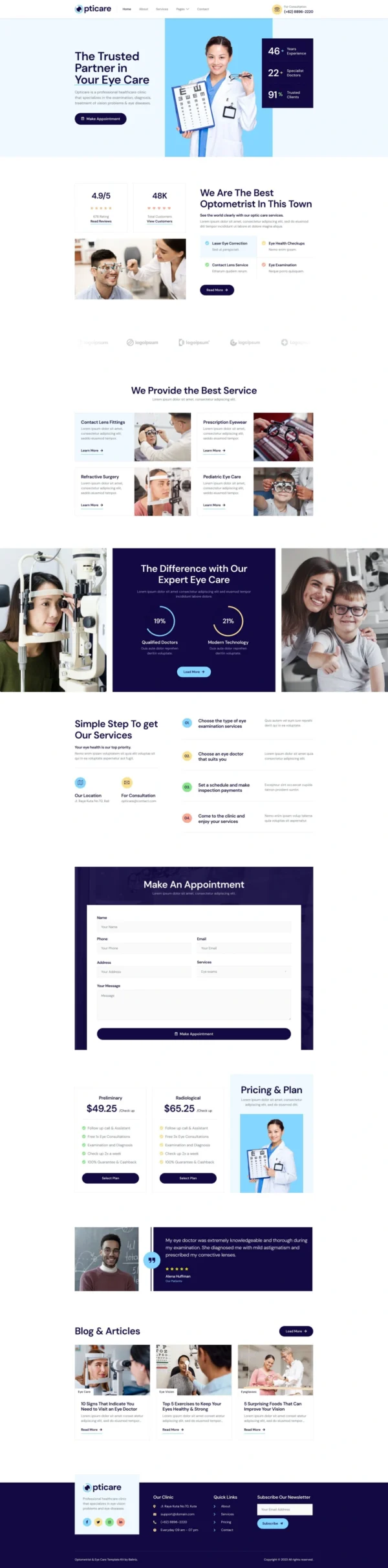 Opticare – Optometrist & Eye Care Website Design Package