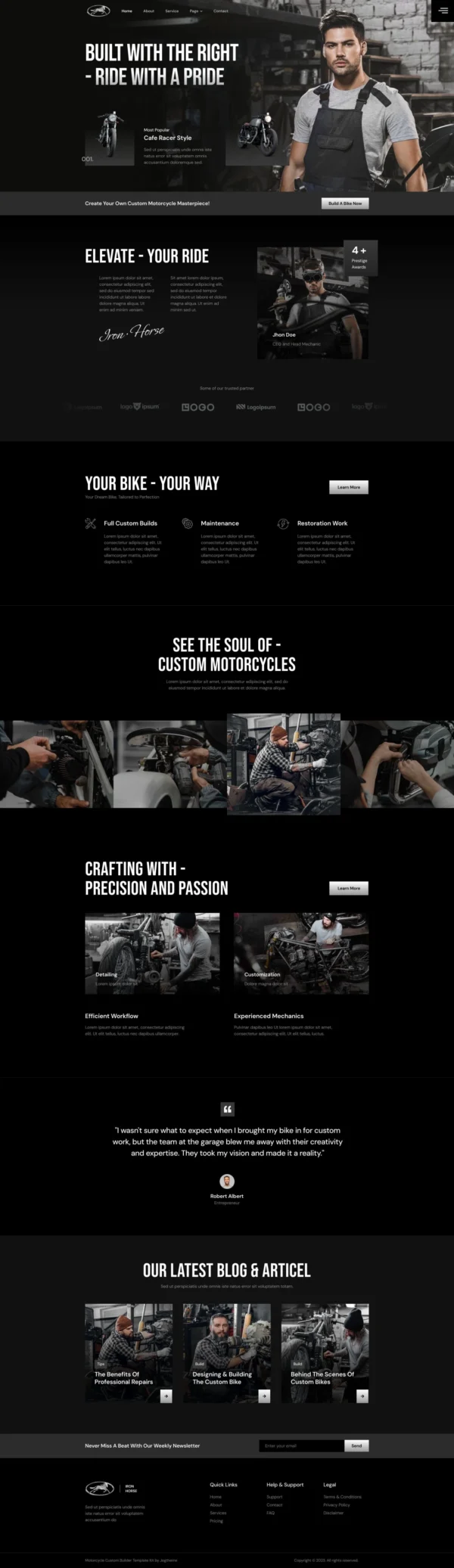 Iron Horse – Custom Motorcycle Builder Website Design Package