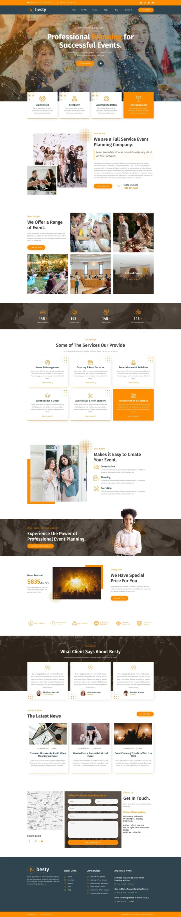 Besty - Event Planner & Organizer Website Design Package