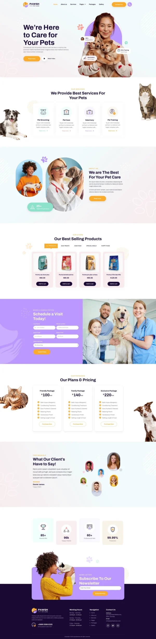 Pawsh - Pet Care & Shop Website Design Package