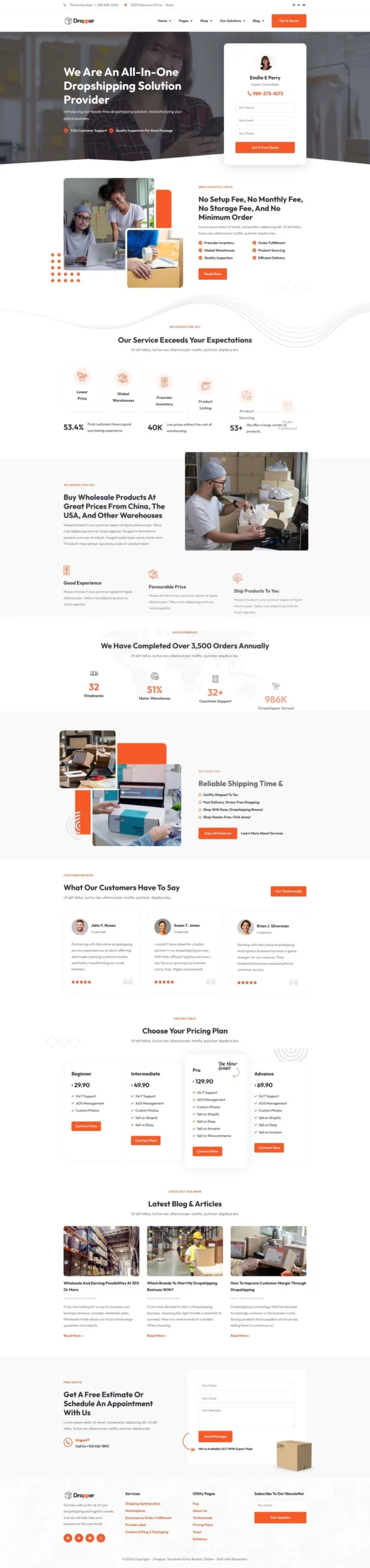 Dropper - Dropshipping & Logistic Website Design Package