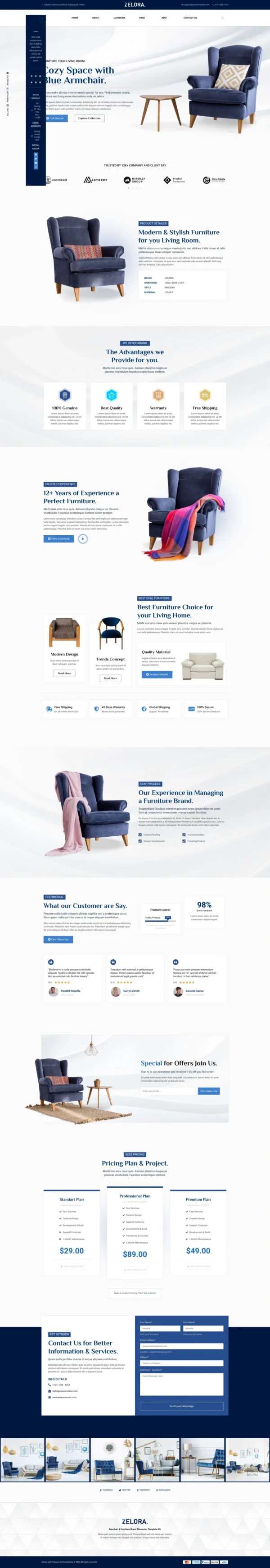 Zelora - Armchair & Furniture Brand Website Design Package