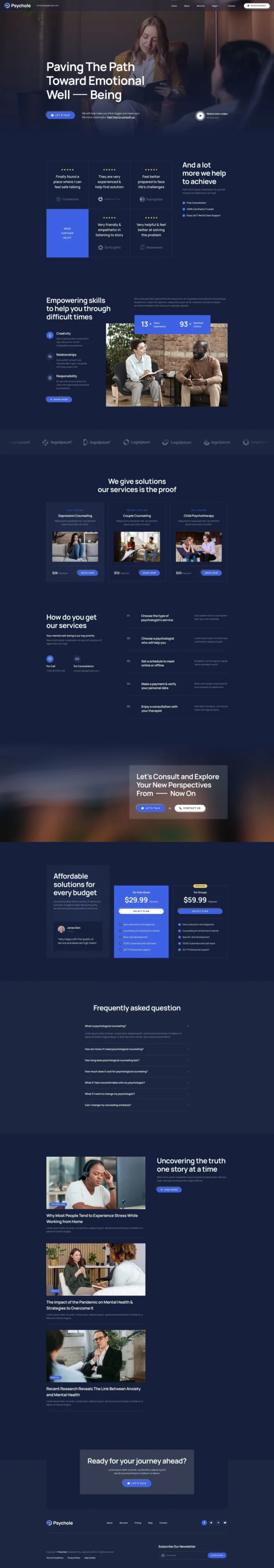 Psychole – Psychology and Counseling Website Design Package