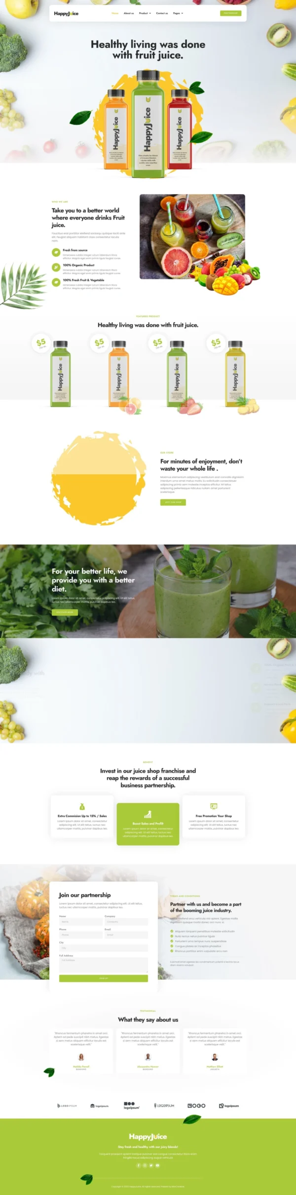 HappyJuice - Juice & Fresh Drink Website Design Package