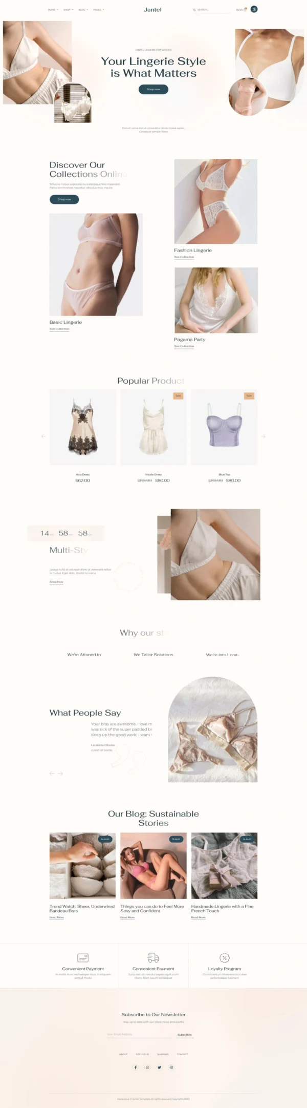 Jantel – Lingerie & Nightwear Store Website Design Package