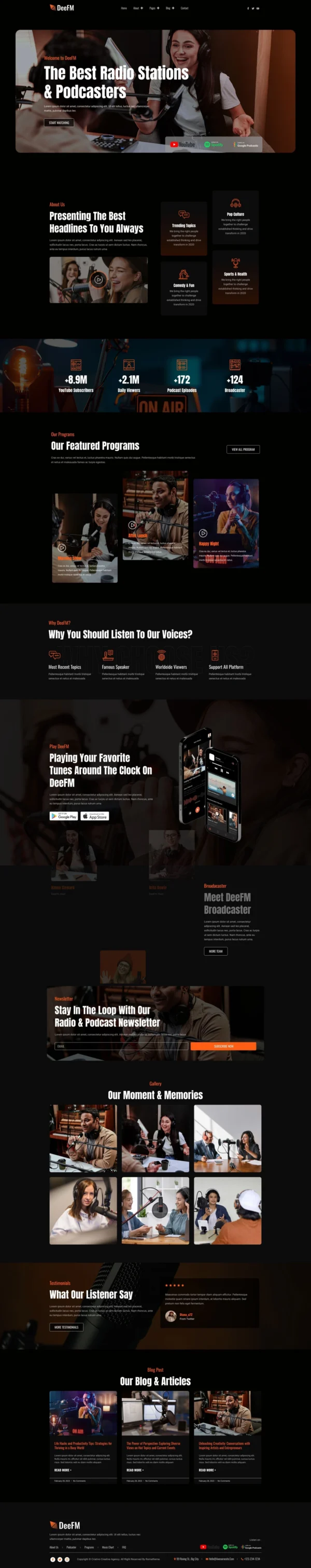 DeeFM - Radio Station & Podcaster Website Design Package