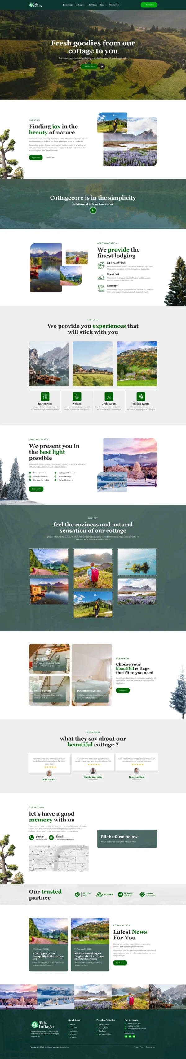Tula - Nature Cottages Website Design Package