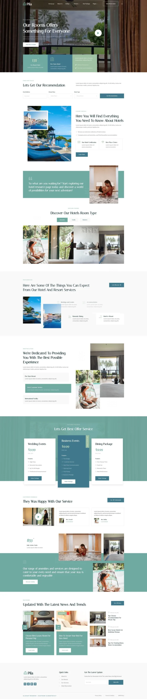Pila - Hotel & Resort Website Design Package