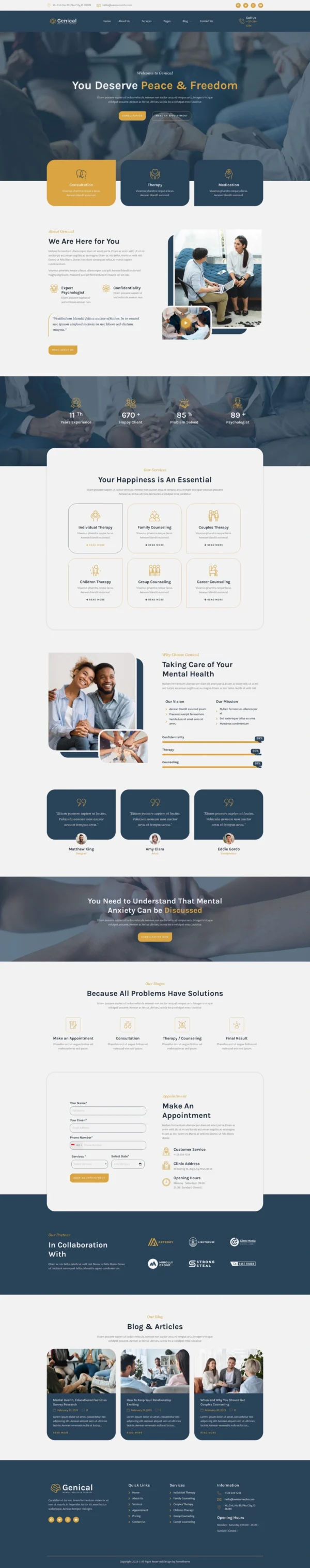 Genical - Mental Health & Therapy Website Design Package