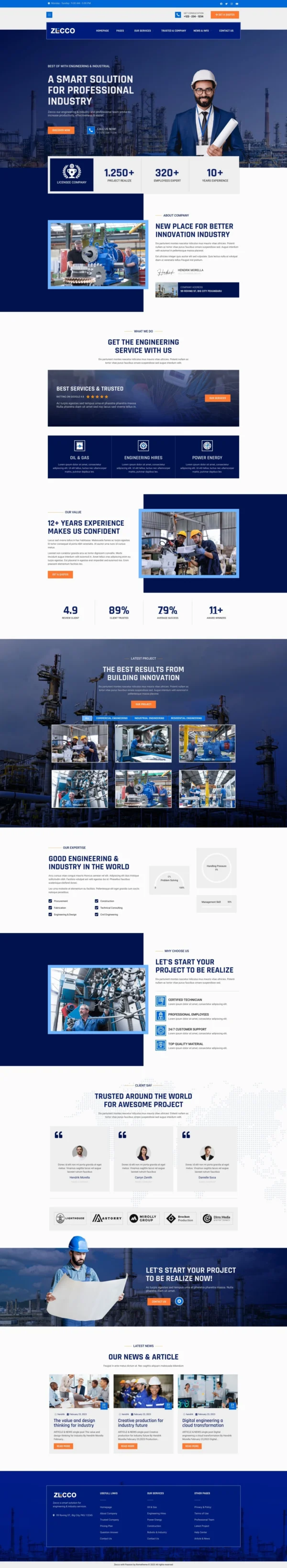 Zecco - Engineering & Industrial Company Website Design Package