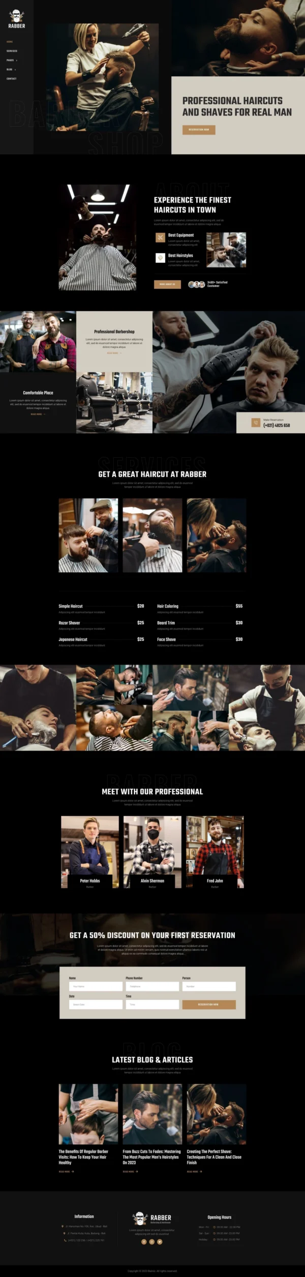 Rabber – Barbershop & Hairdresser Website Design Package