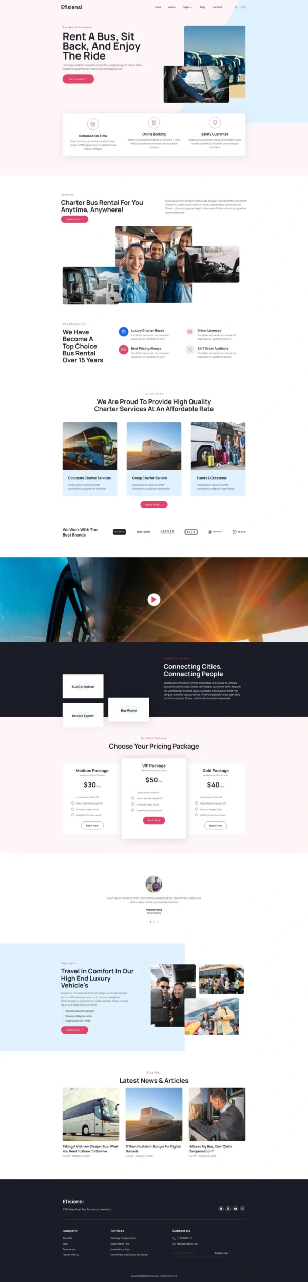 Efisiensi - Bus Charter & Rental Company Website Design Package