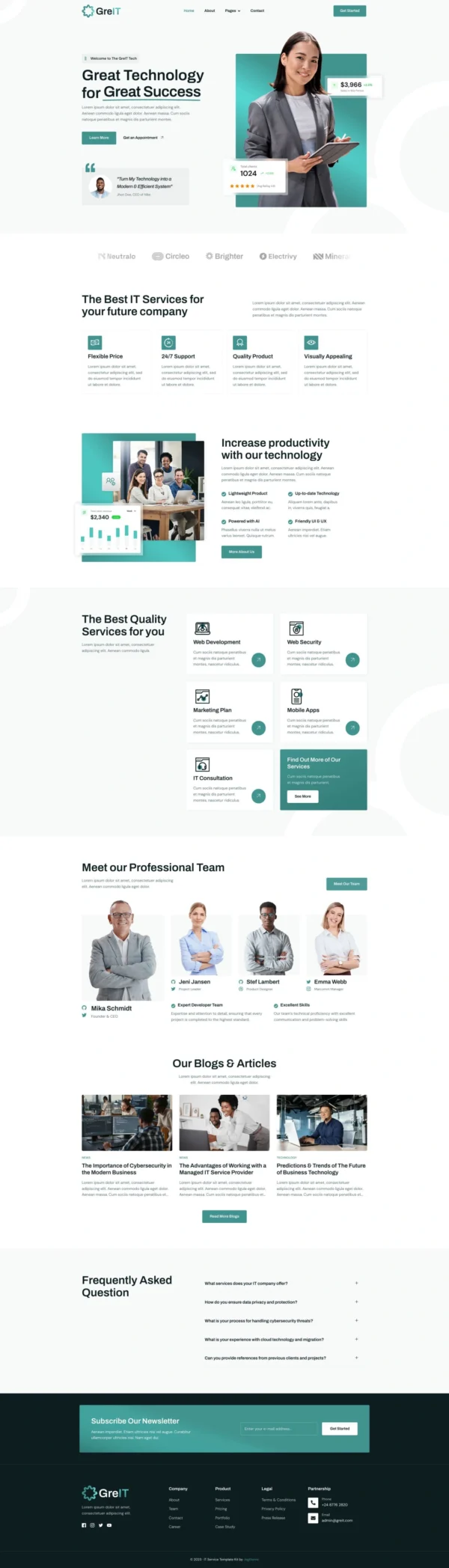 GreIT – IT Solutions & Tech Company Website Design Package