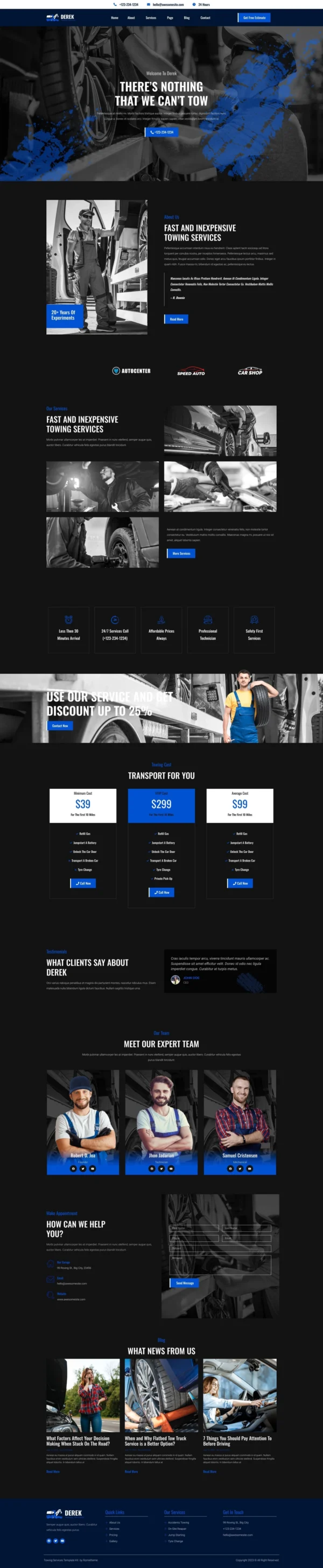 Derek - Towing Services Website Design Package