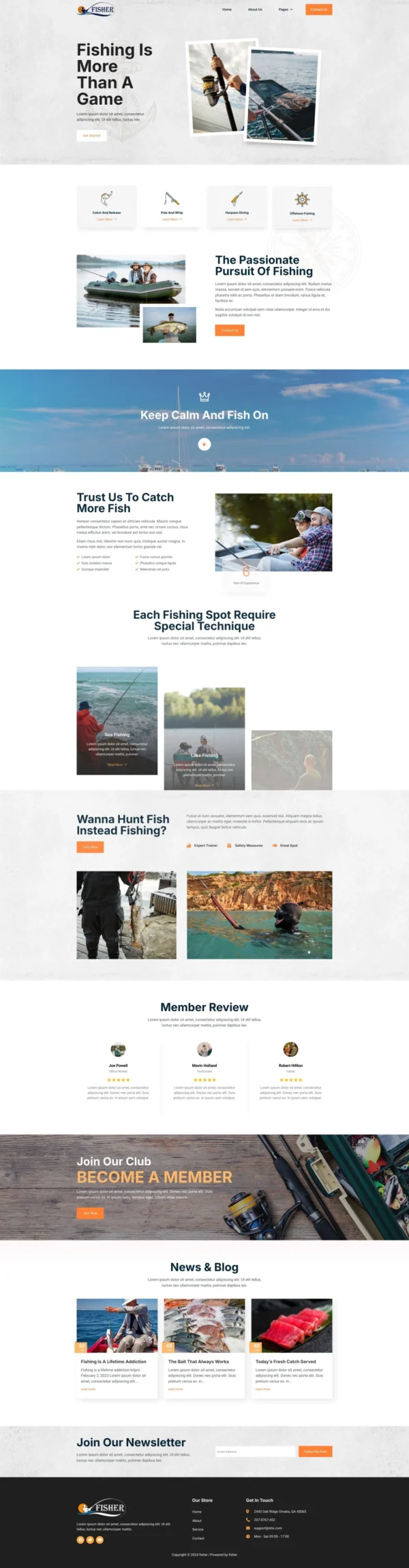 Fisher - Fishing Club Website Design Package