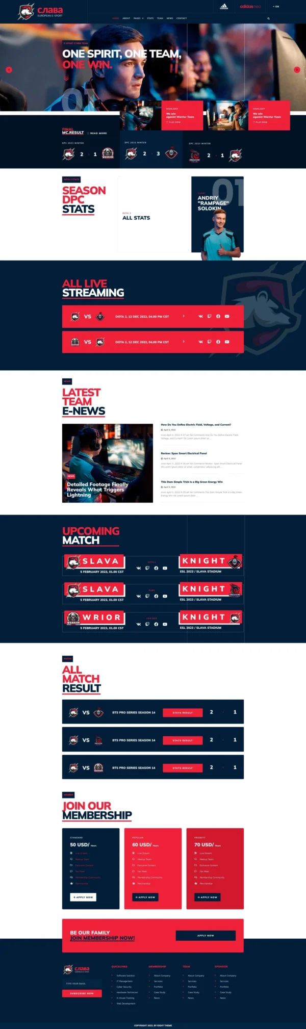 Slava - Esport & Gaming Website Design Package
