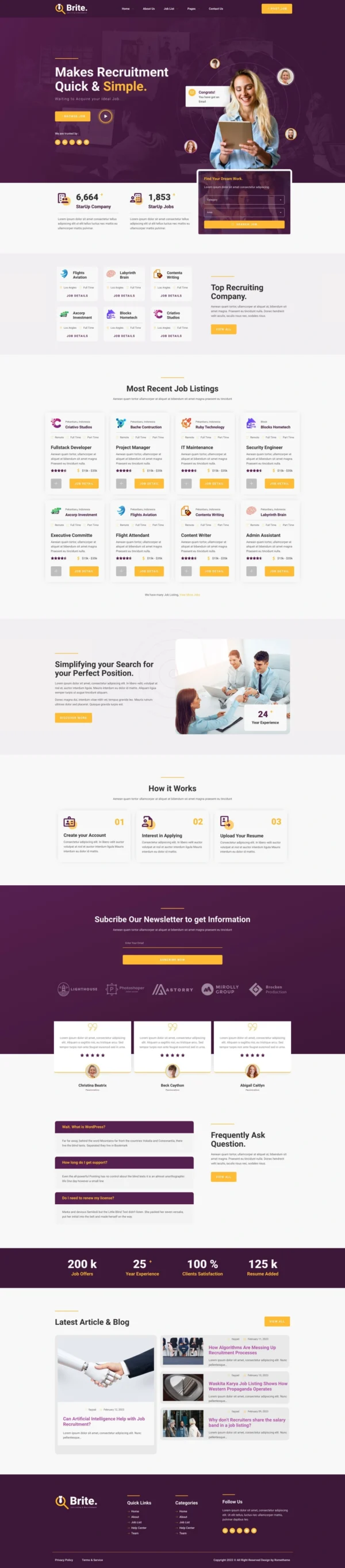Brite - Job Listing & Recruitment Website Design Package