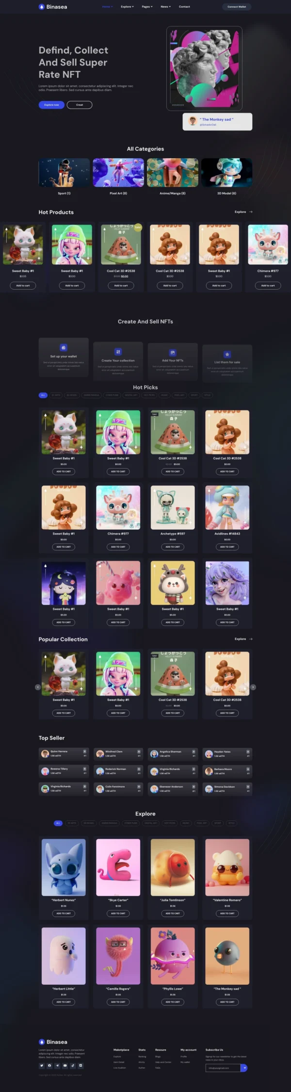 Binasea - NFT Marketplace Website Design Package