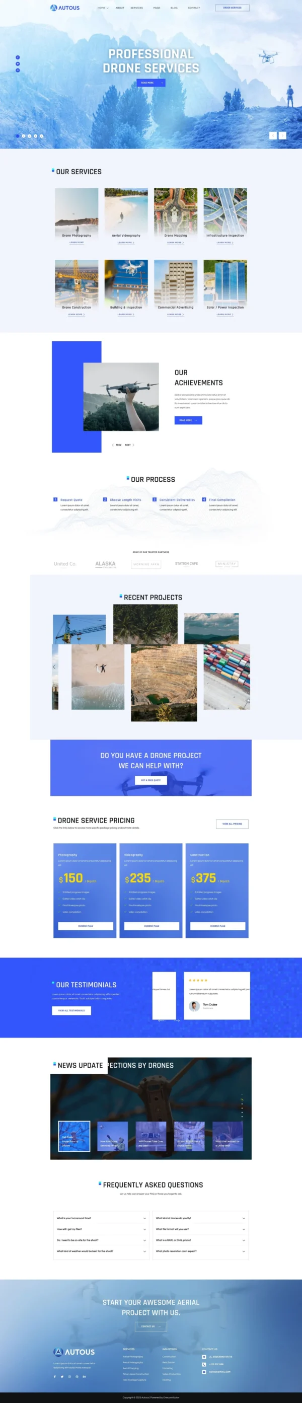 Autous - Aerial Photography & Videography Website Design Package