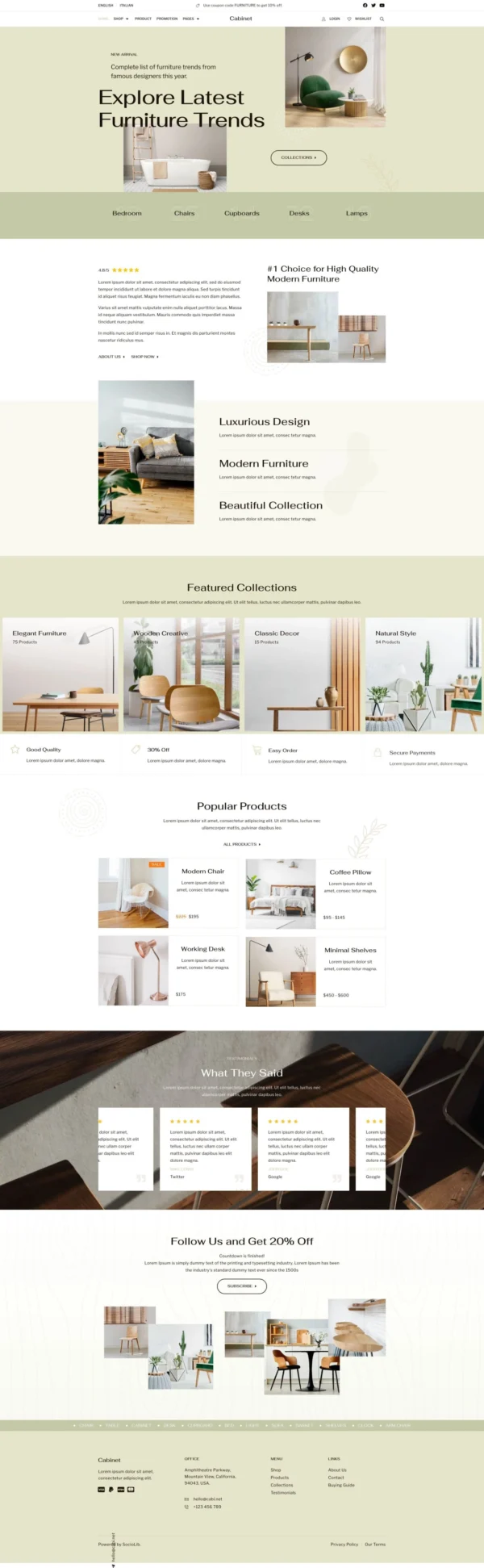 Cabinet - Furniture Store Website Design Package