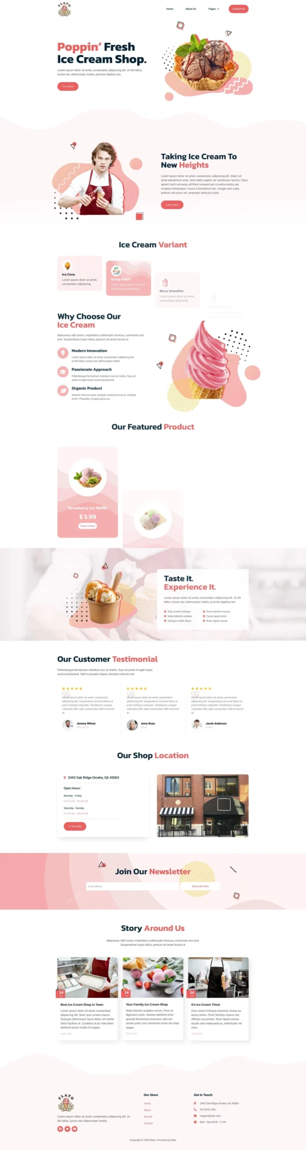 Flato - Ice Cream Shop Website Design Package