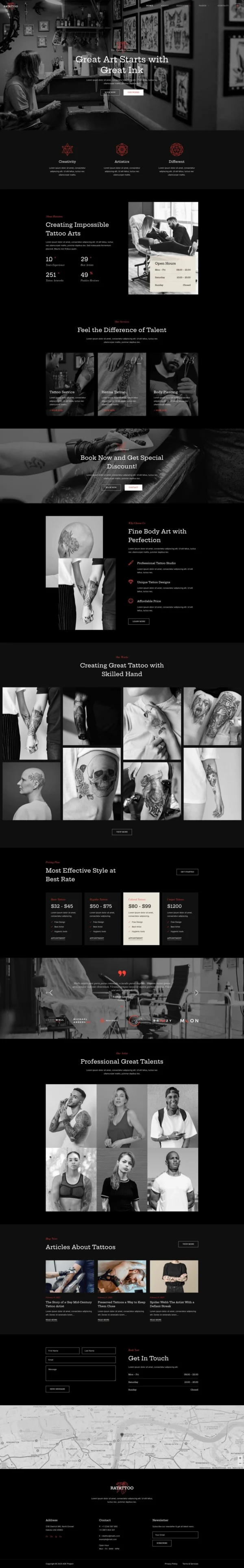 Ratattoo - Tattoo Studio Website Design Package