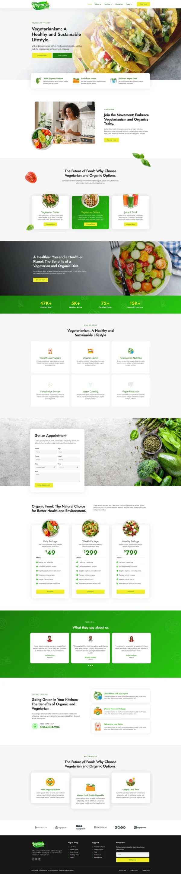 Veganza - Organic Food & Vegetarian Website Design Package