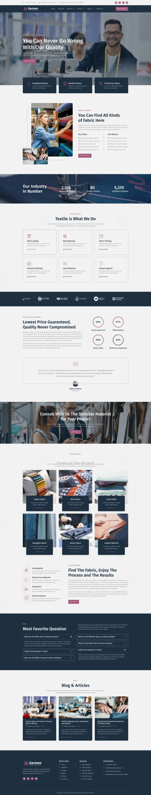 Garmen - Textile & Garment Industry Website Design Package