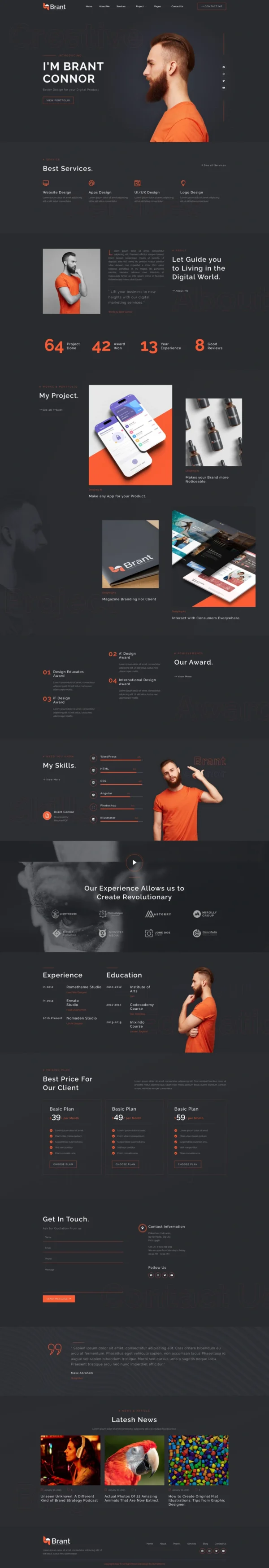 Brant - Creative Portfolio & Agency Website Design Package