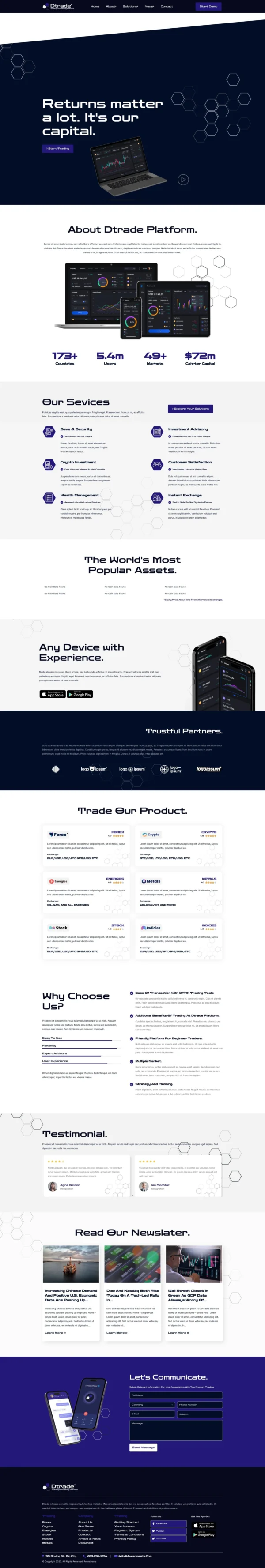 Dtrade - Trading & Investment Company Website Design Package