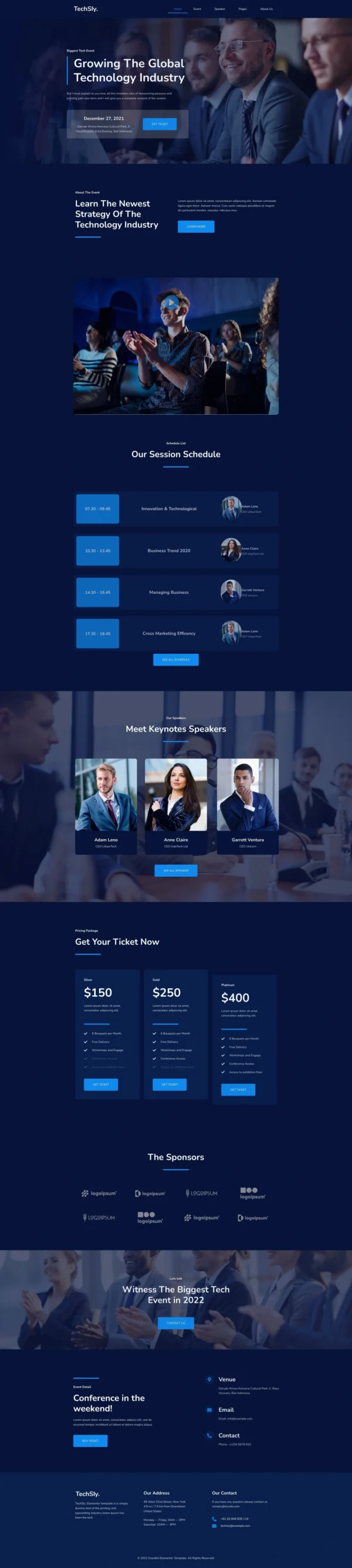 TechSly - Tech Event Conference & Expo Website Design Package