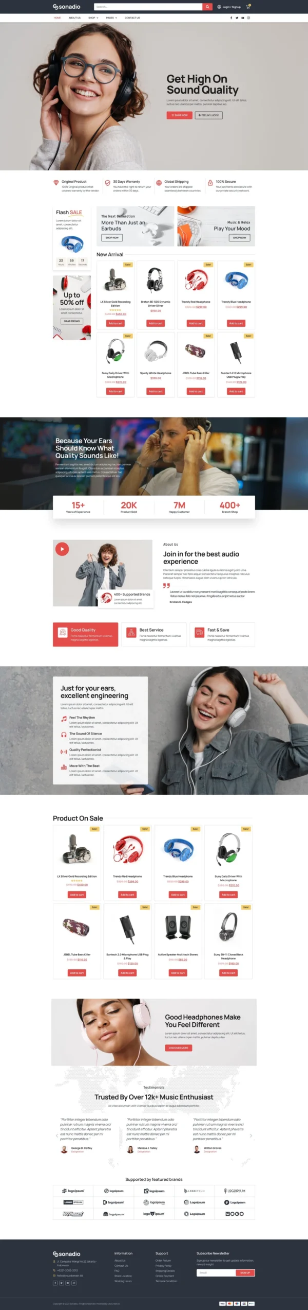 Sonadio -  Audio Store Website Design Package