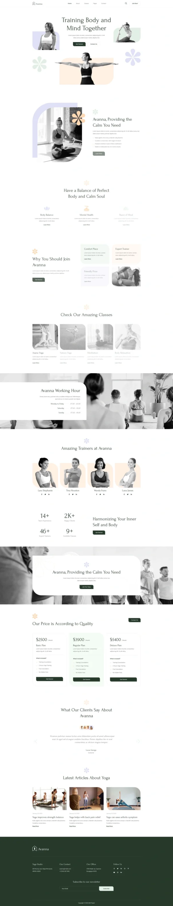 Avanna - Yoga, Meditation & Fitness Website Design Package