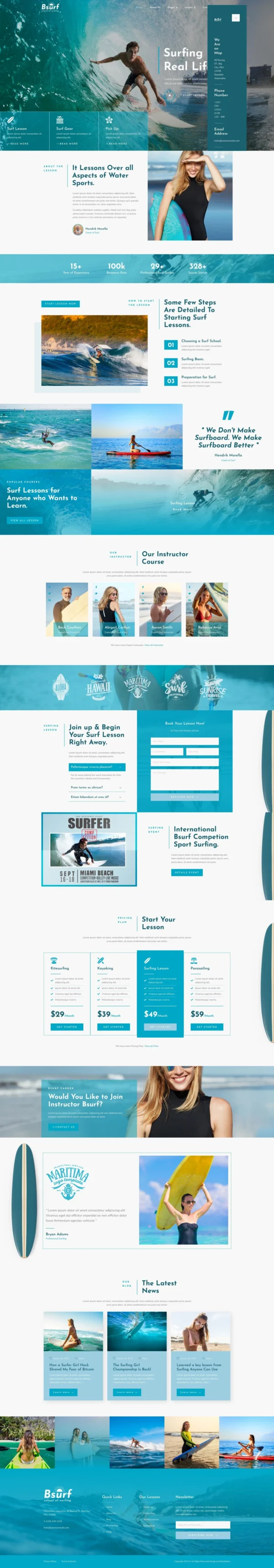 Bsurf - Surfing School Website Design Package