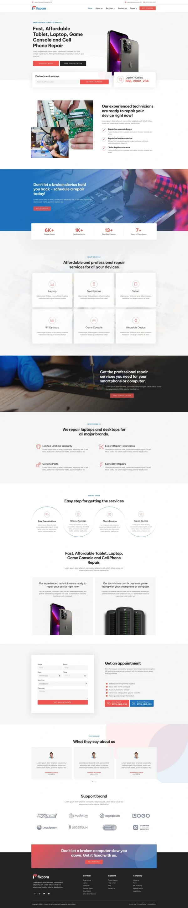 Fixcom - Mobile Phone & Computer Repair Website Design Package