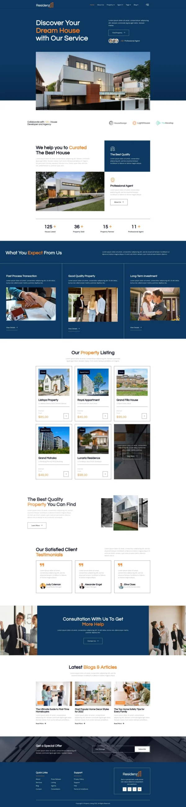 Residenz - Real Estate Agent & Property Listing Website Design Package