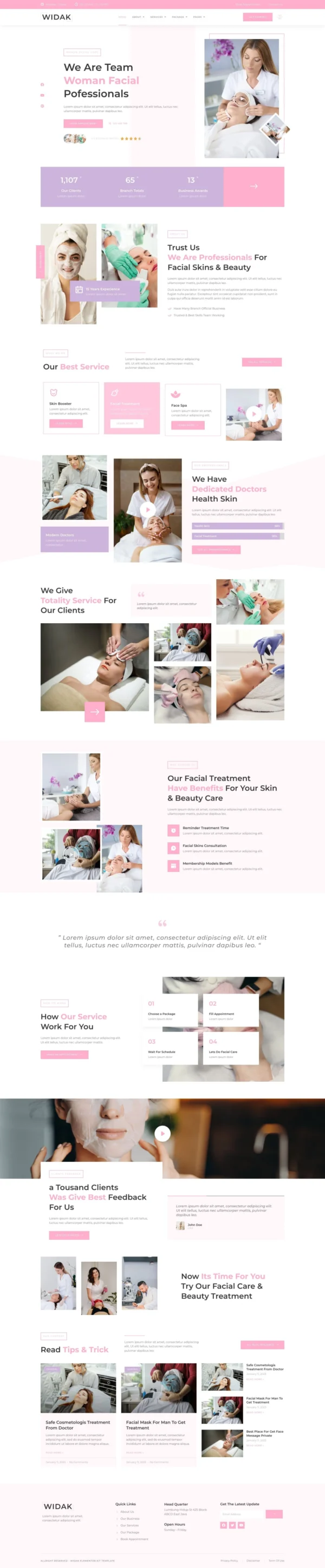 Widak - Facial Care & Beauty Treatment Website Design Package