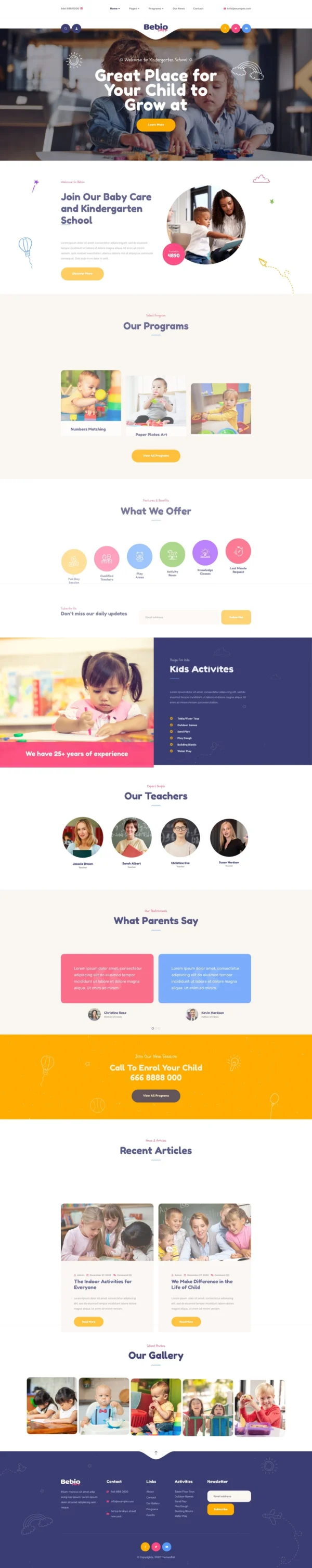 Bebio - Kindergarten & Baby Care Website Design Package