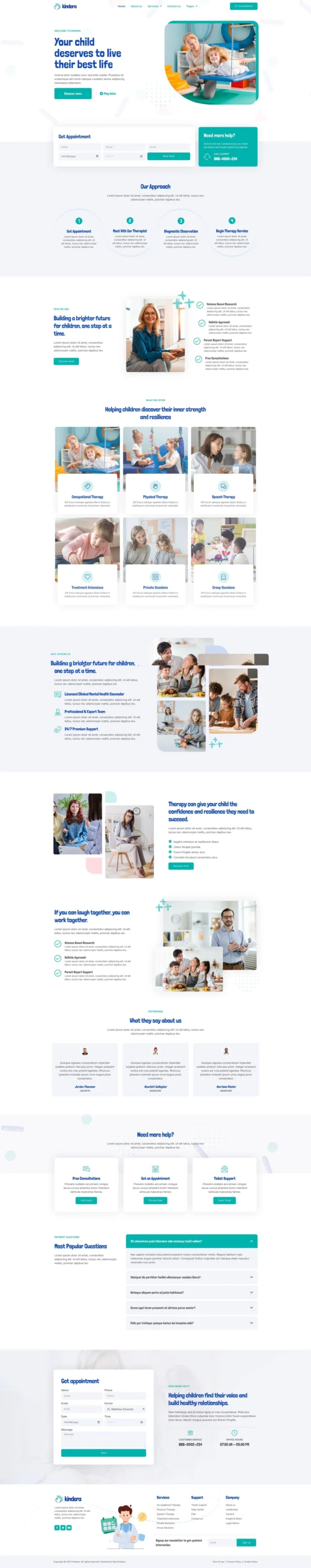 Kindera - Child Therapist & Psychologist Service Website Design Package