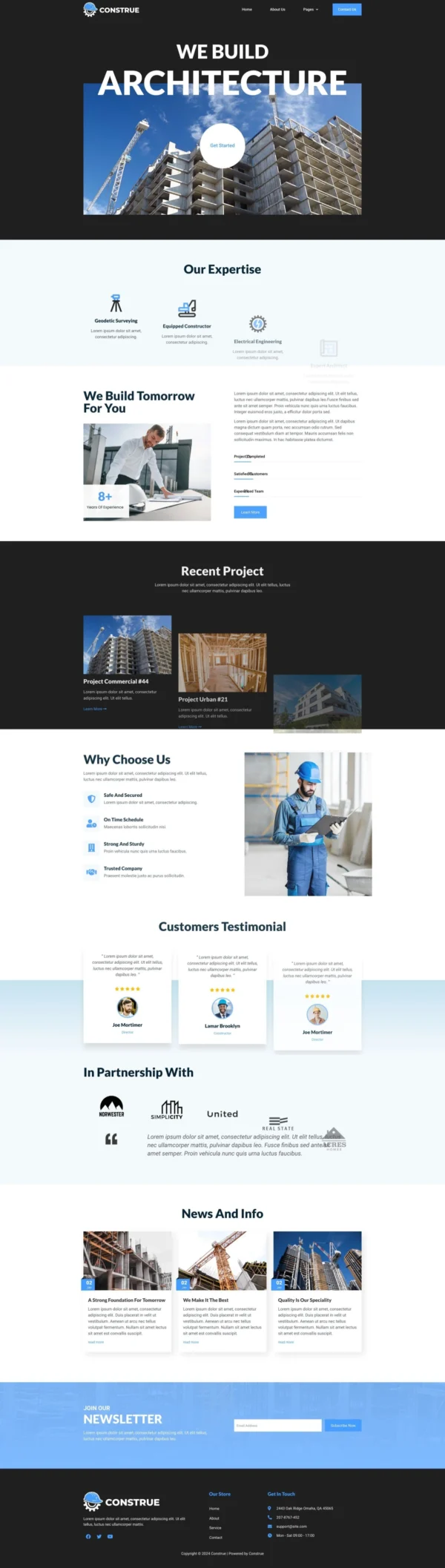 Construe - Construction Company Website Design Package