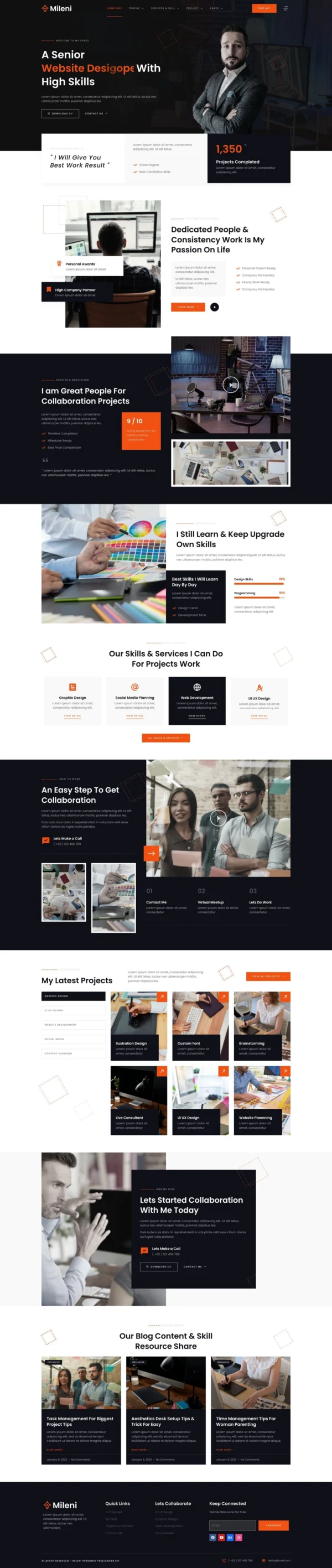 Mileni - Personal Freelancer & Portfolio Showcase Website Design Package